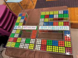 65位參加者把還原了的扭計骰放入這個裝置內